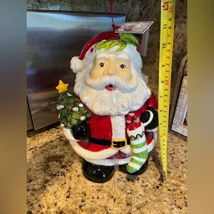 Blue Sky Christmas Santa Cookie Jar - Red, Green, White, Black